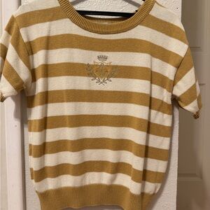Striped Crew Neck Sweater - Mustard and Cream
